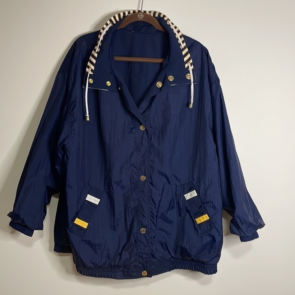 Vtg Current Scene Sportswear Maritime Outdoor Jacket 2X Navy Sailing Reversible